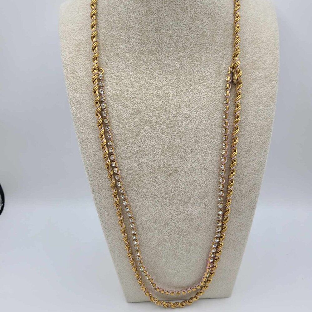 J Crew Gold Tone and Clear Crystal Double Rope Necklace NWOT! - Picture 11 of 11